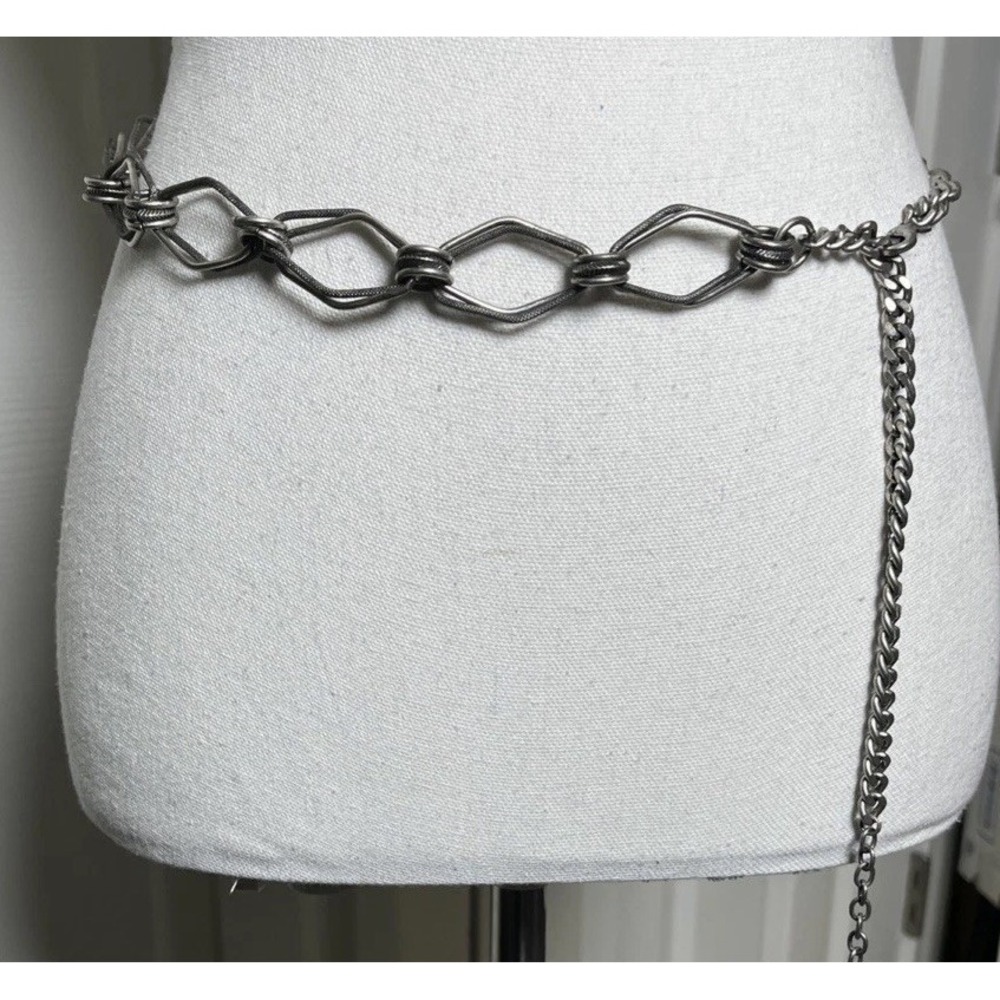 Vintage‎ Silver Chain Linked Adjustable Belt 39"